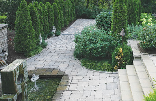 Stone patio installation